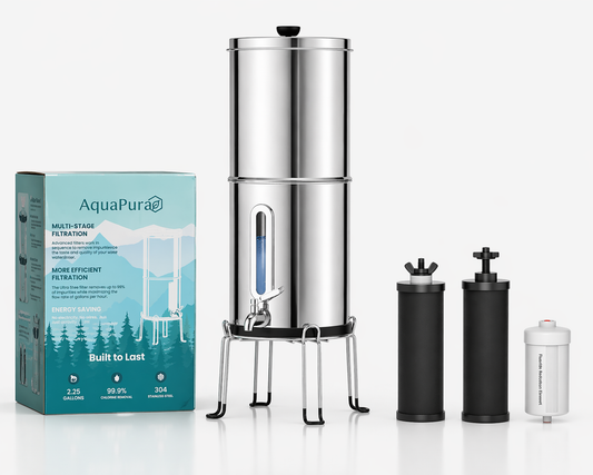 AquaPura - 10L Gravity Fed 304 Stainless Steel Water Filter