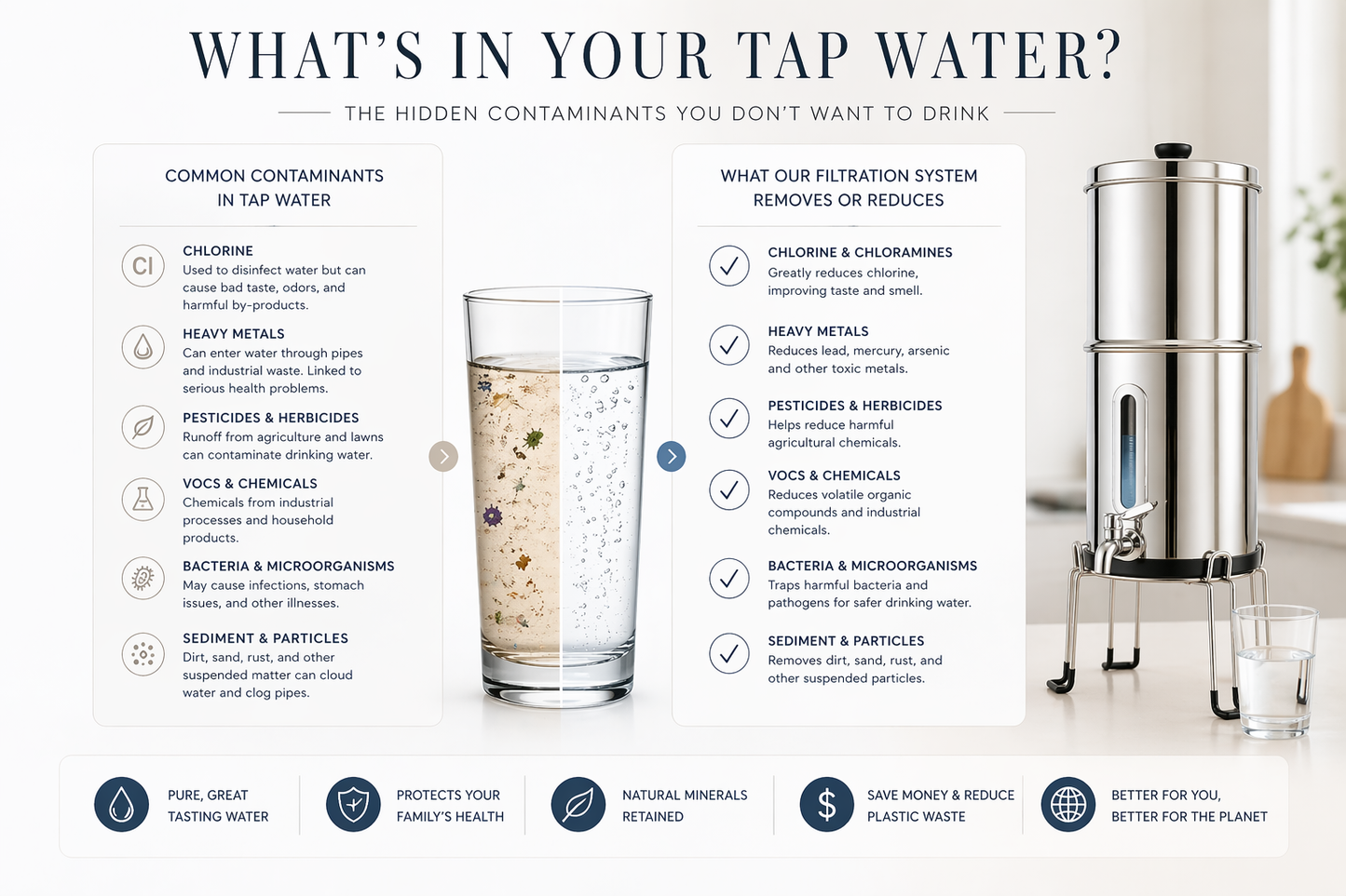 AquaPura - 10L Gravity Fed 304 Stainless Steel Water Filter